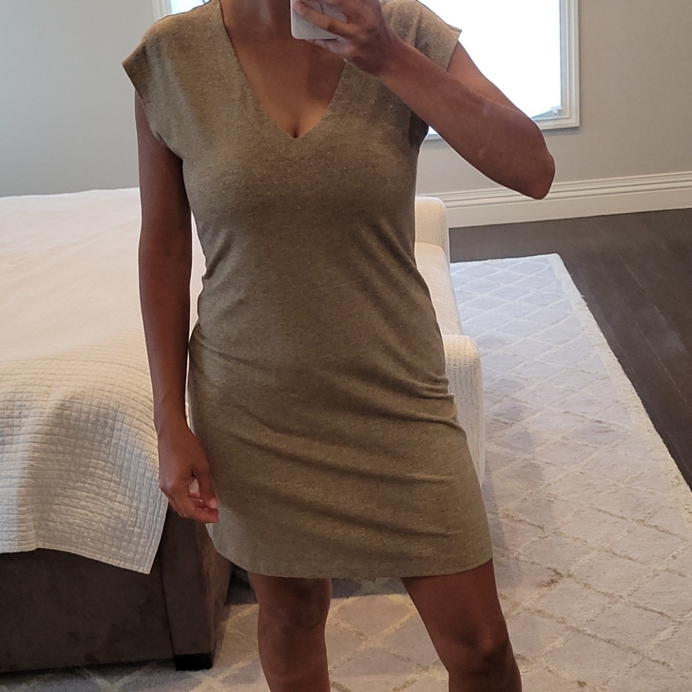 WOMEN'S GOLD METALLIC SHIMMERY MINI DRESS OLD NAVY